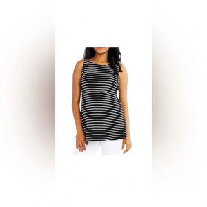 A Pea in the Pod Maternity Striped Sleeveless Peplum Top Size M